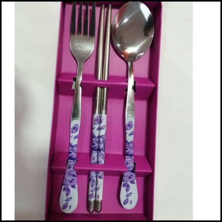 Souvenir Pernikahan Sendok Set/ Sendok Garpu Sumpit Sakura Kemas Full