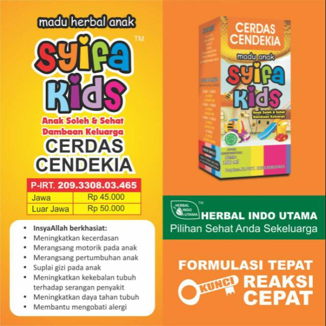 

Syifa kids cerdas cendekia madu herbal kecerdasan