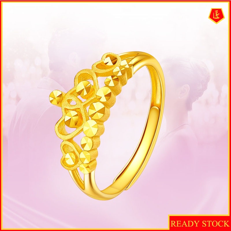 [Ready Stock]Elegant Simple Gold Flower Crown Women's Ring