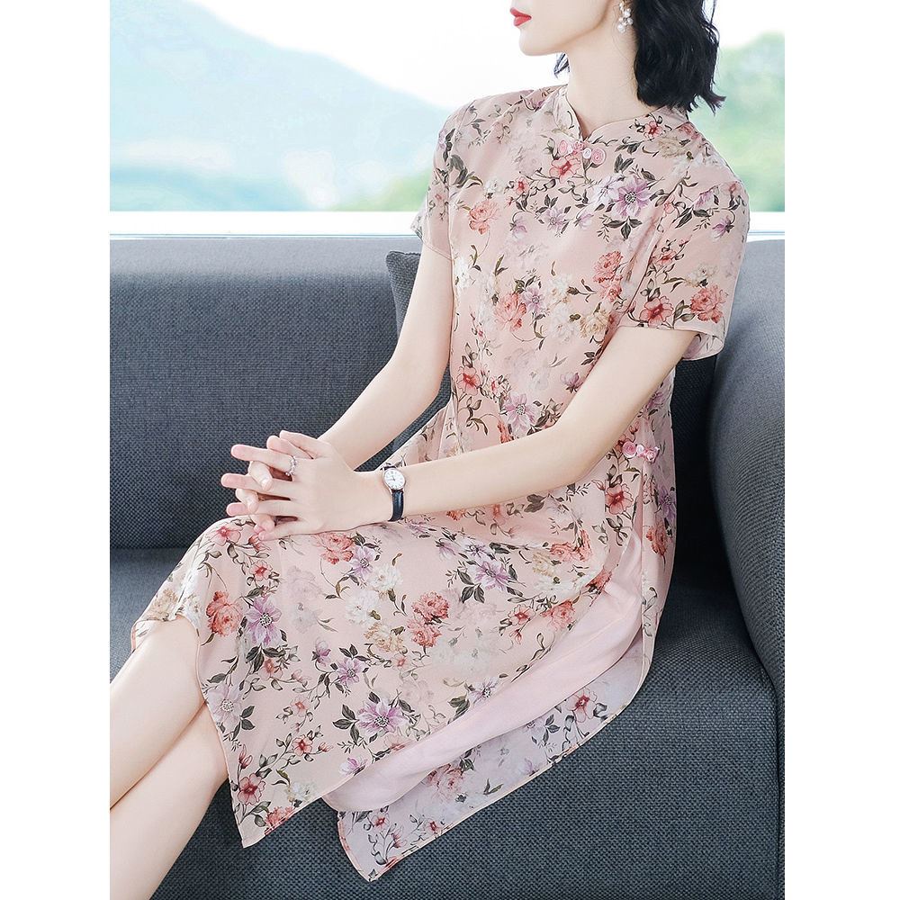 Chiffon dress children's dress 2021 spring and summer new retro improved young style cheongsam Chine