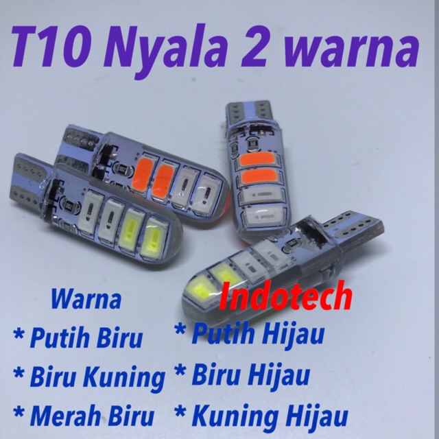 Lampu Senja T10 8 Led 2 Warna 12 volt  Kedip