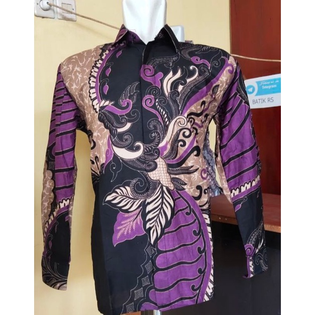 ATASAN KEMEJA BATIK PRIA LENGAN PANJANG WARNA UNGU LILAC PURPLE VIOLET / HEM BATIK PRIA WARNA UNGU M L XL XXL