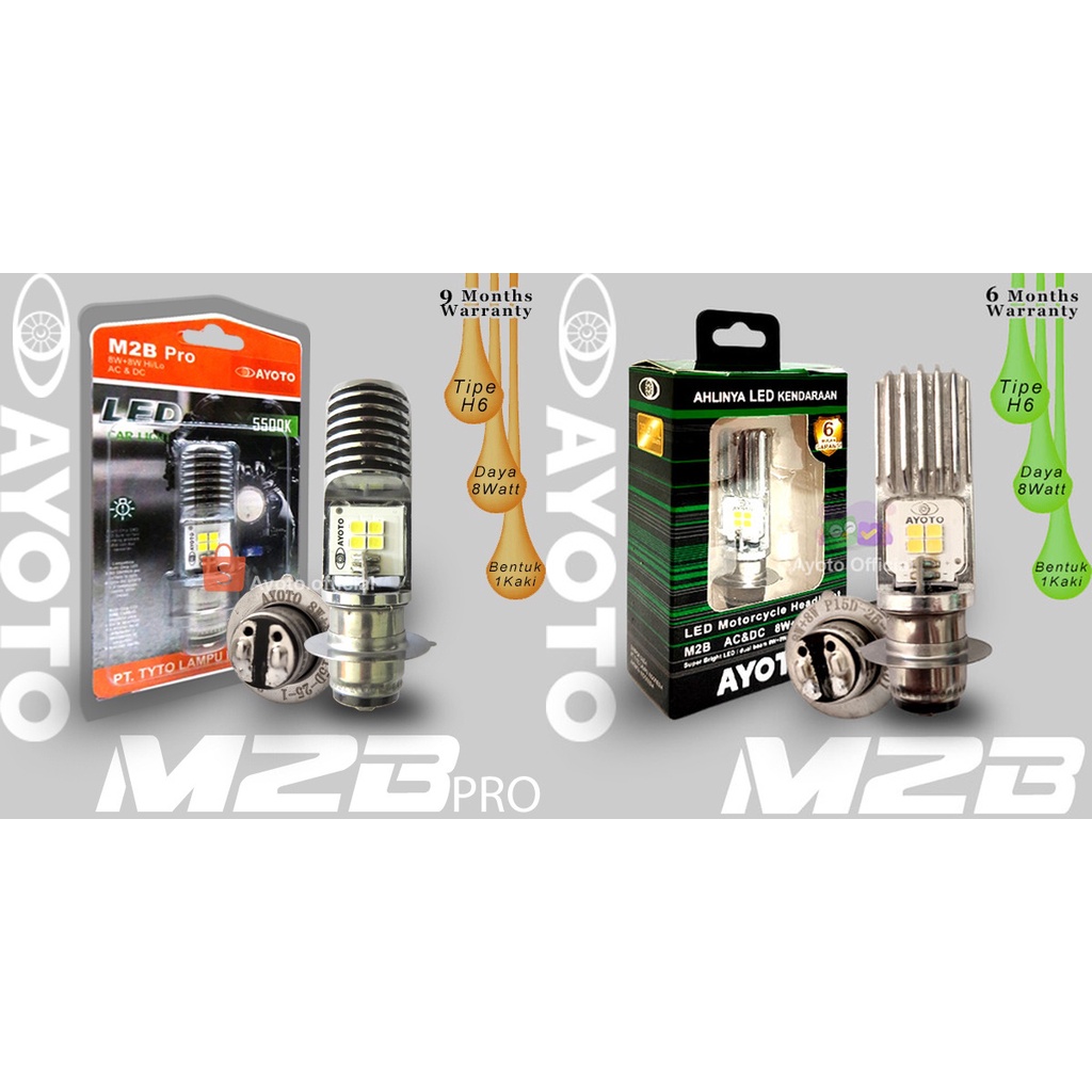 LAMPU LED Depan Motor AYOTO M2B dan M2B PRO H6 AC / DC Motor Matic Bebek Satria DLL