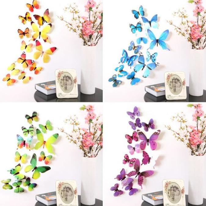 Murah Wall Sticker 3D Stiker Dinding 3Dimensi Kupu Kupu Stiker Bagus