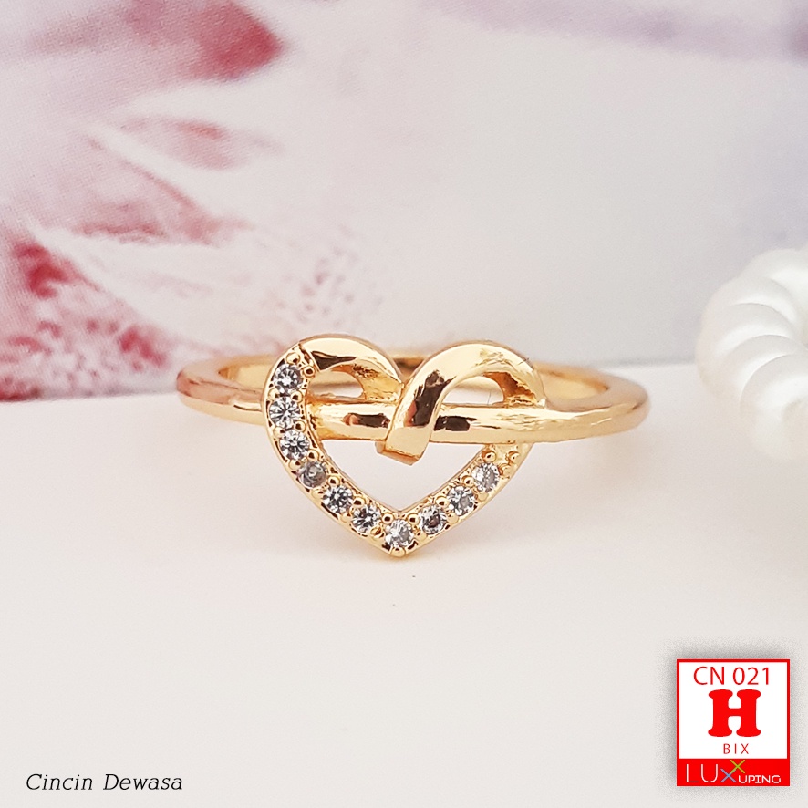 CN 021 Cincin Kata Dewasa Cincin Love Hope Dream Cincin Happy Perhiasan Set Cincin Xuping - Luxx