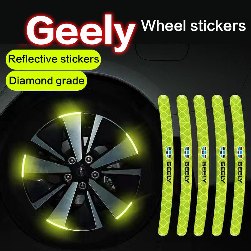 20Pcs Geely stiker peringatan stiker reflektif roda mobil untuk Coolray Azkarra Okavango