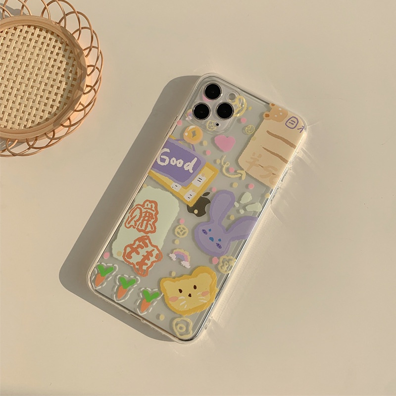 Oppo A15 A54 A74 A95 Reno 5 6 Reno 4 4F 5F 4Lite A33 A53 A5 A9 2020 A1K A3s A12 A5s A12e A7 A16 A31 A94 A92 A35 A15s A11 A11K A32 A93 F17pro F19pro Ins Cute Cartoon Graffiti Case Soft Clear Transparent Cover-Clear