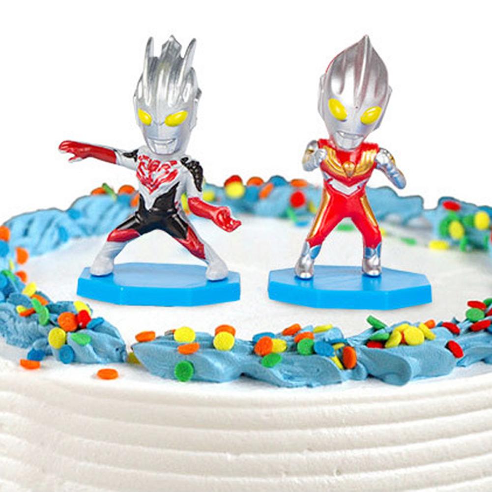 (Tk) 6pcs / Set Mainan Action Figure Ultraman Dengan Base Untuk Dekorasi Kue Ulang Tahun