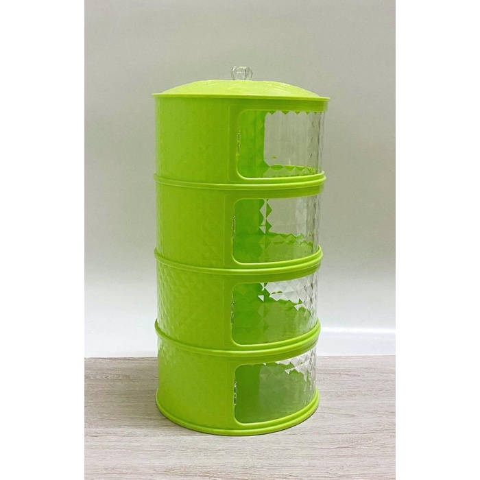 Fudokaba/ Tudung Saji Susun 4 Multilayer Food Storage Diamond Hijau Lime Green