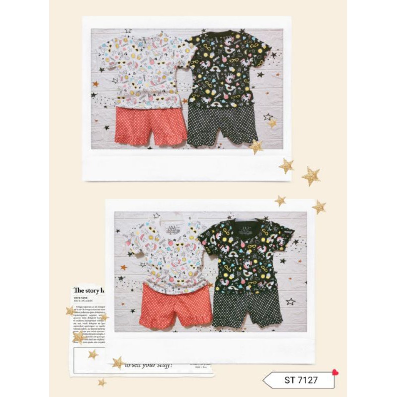 Setelan Anak Perempuan Fullprint 3 bulan sd 4 tahun Kuda Pony RAINBOW merk. AM27