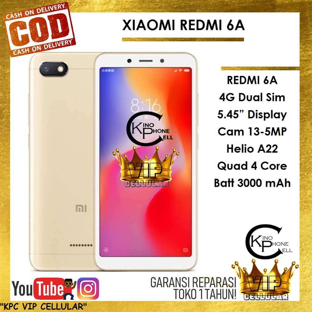 Xiaomi Redmi 6A 16GB - RAM 2GB Redmi 6 A OS 8 Oreo - 9 Pie