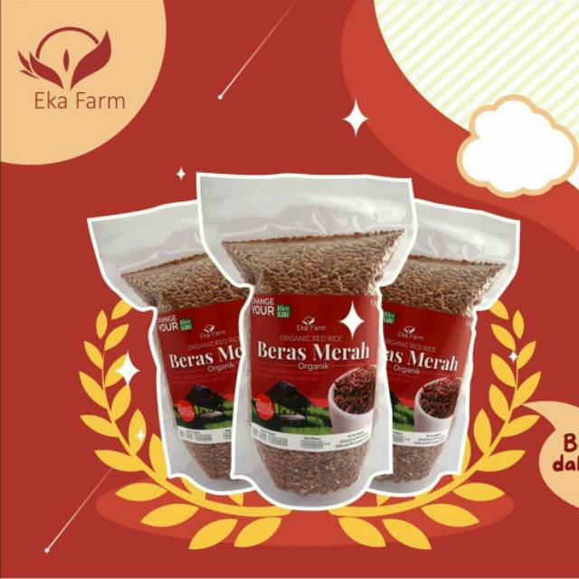 

Beras Merah Organik Ekafarm kemasan vakum