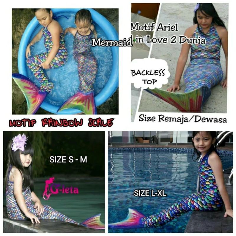 BAJU RENANG MERMAID UKURAN DEWASA SIZE XXL