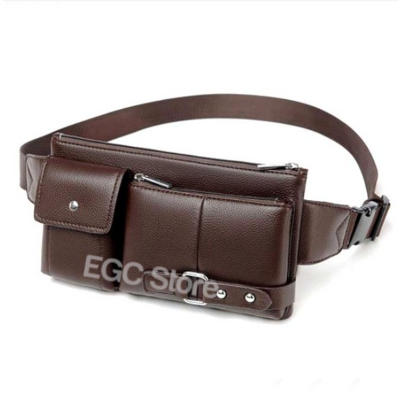 TAS PINGGANG PRIA BAHAN KULIT / MAN LEATHER WAIST BAG - 423