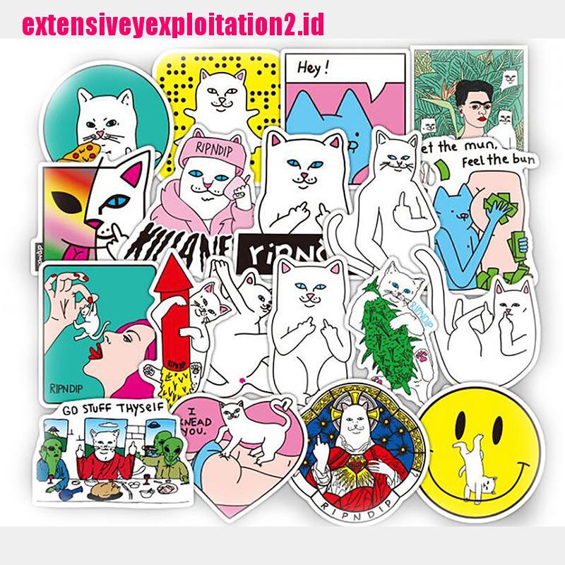 &lt; E2id &amp; &gt; 50Pcs / Set Stiker RIPNDIP Lucu Untuk Dekorasi Koper / Laptop / Skateboard