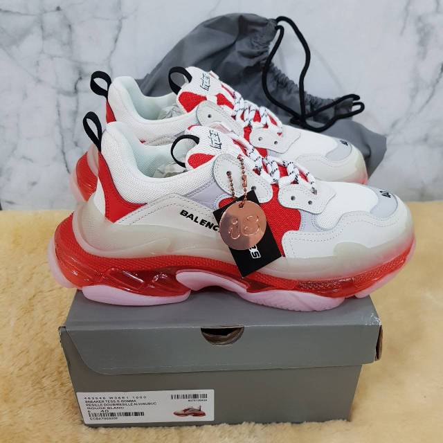 Balenciaga Triple S Clear Sole White Red