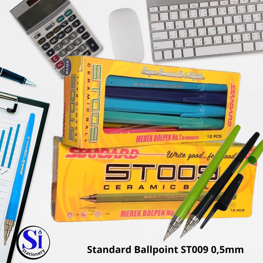 Pulpen Standard ST009 0,5mm Asli/Standard Pen ST009 0,5mm Original Per Lusin