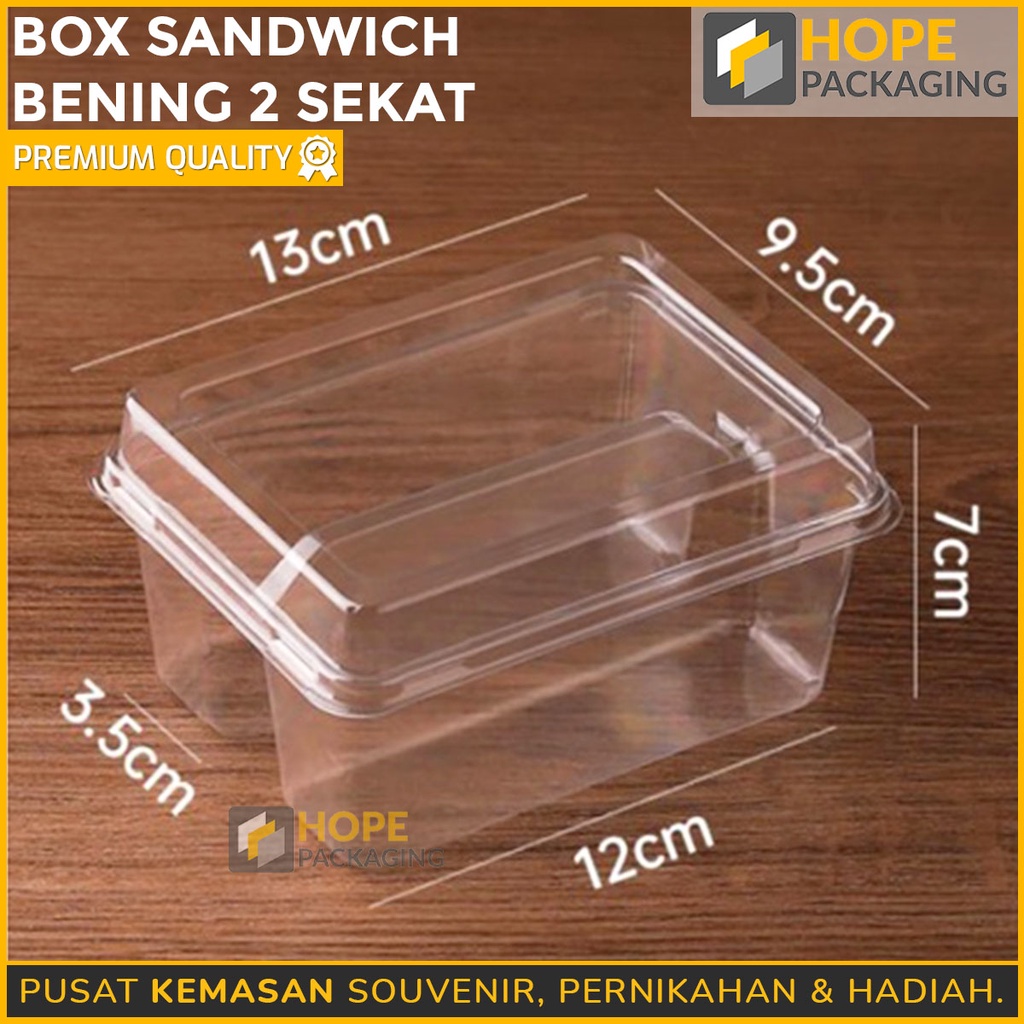 [ ISI 3 PCS ] Box Sandwich Bening 2 sekat / Mika Sandwich / Mika Roti Tawar / Mika Burger / box toast / box roti lapis / box mika / box burger