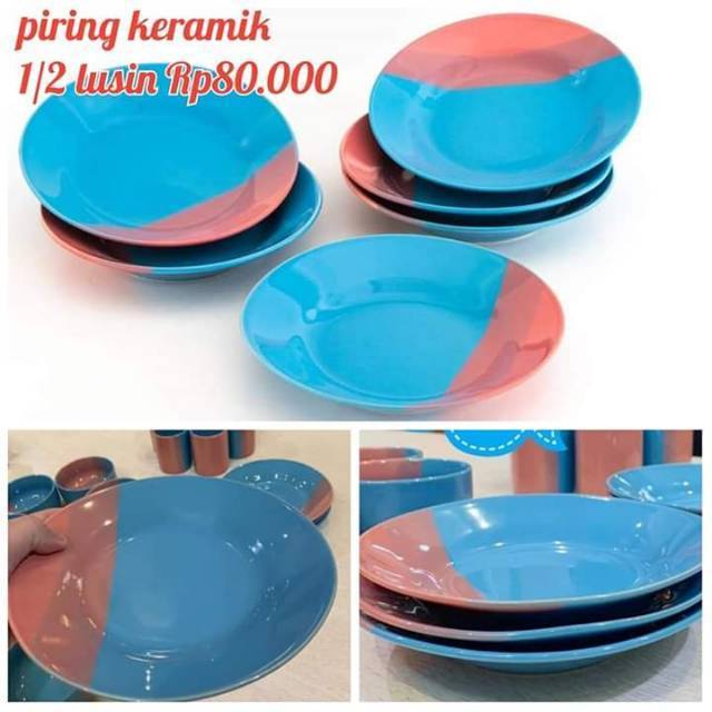 Tricolor Ceramic Plate / Piring Keramik Setengah Lusin