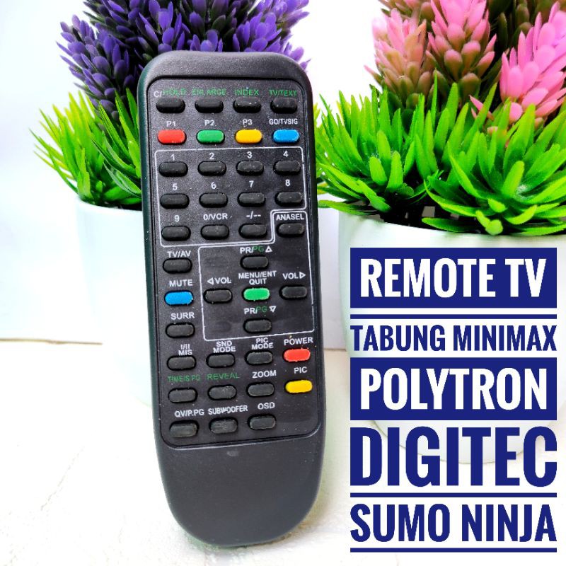 Remote Tv Tabung POLYTRON MINIMEX Remot Tivi CRT Politron DIGITEC SUMO NINJA Termurah Langsung Pakai