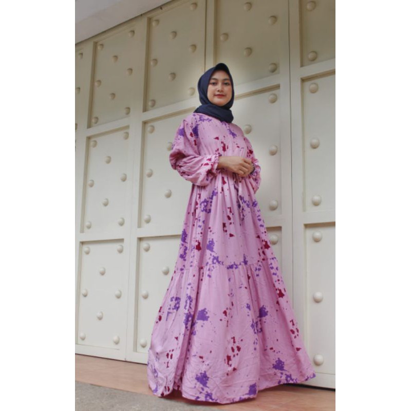 gamis naira balon( coklat, putih, pink)