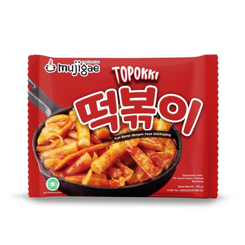 

Mujigae Topokki 170gr Halal MUI - Tteokbokki korea halal MUI - Topokki halal MUI korea