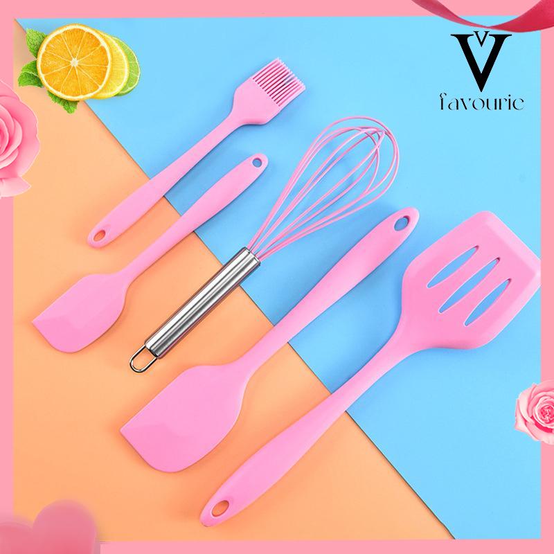 [COD]Silicone Scraper 5-piece Set One-piece Oil Brush Scraper Kebocoran Sekop Pengocok Telur Alat Kue-FA