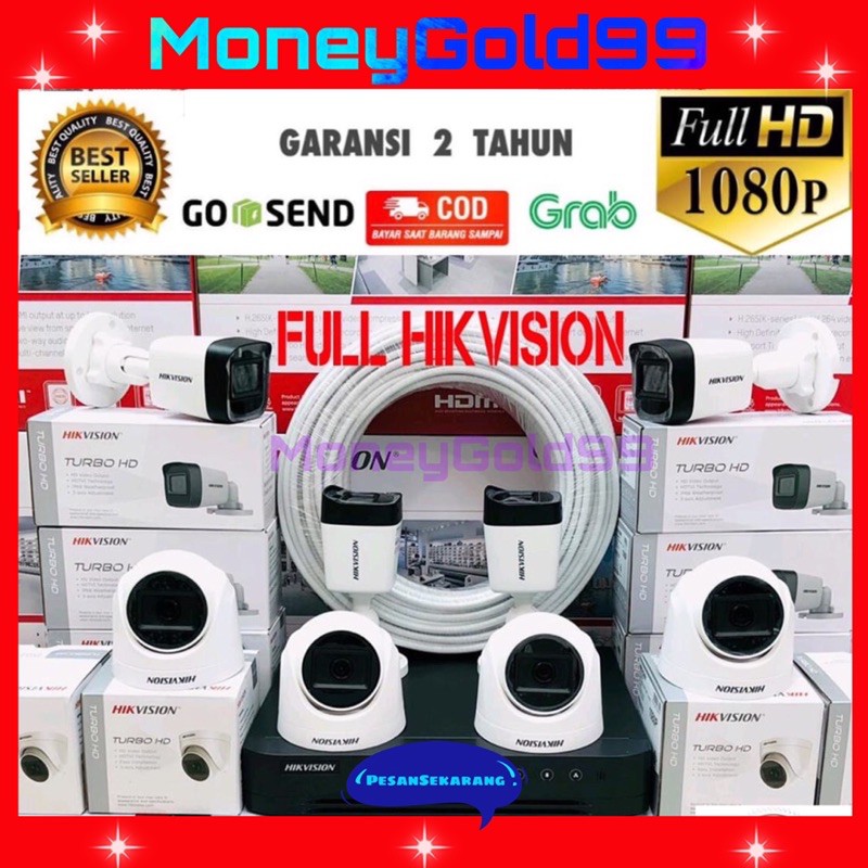 PAKET CCTV HIKVISION DVR 16CHANNEL 8 KAMERA TURBO HD 2MP 1080P KOMPLIT TINGGAL PASANG BOSKU