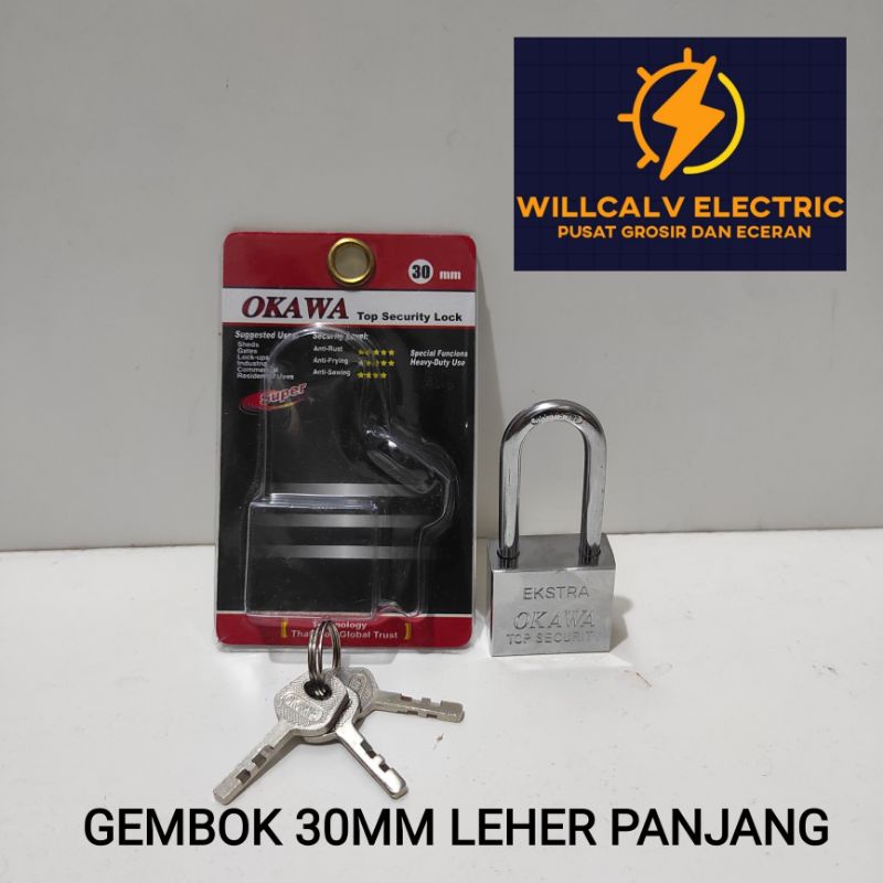 GEMBOK 30MM LEHER PANJANG / GEMBOK LEHER PANJANG 30MM