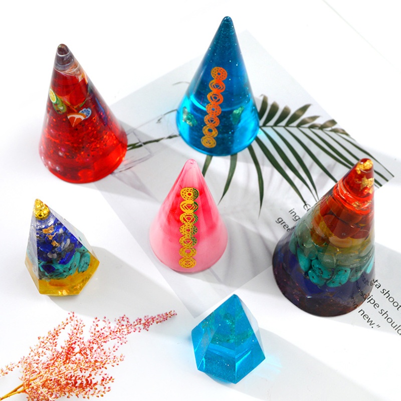 SIY  3Pcs Cone Pendant Silicone Resin Mold Hexagonal Cone Pendant Resin Casting Mold