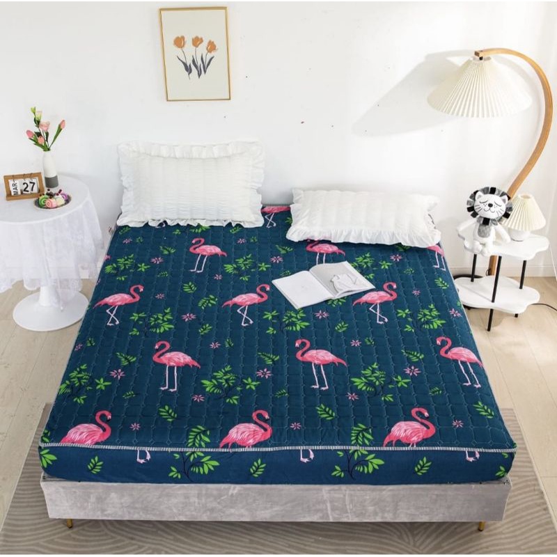 sprei waterproof ukuran 180x200cm-Biru navi angsa