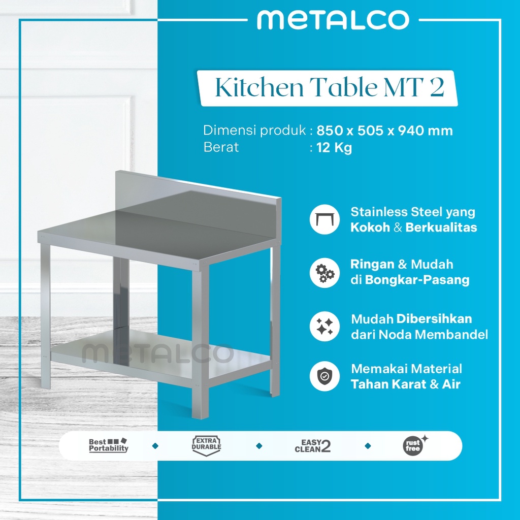 Jual Meja Kompor Dapur Stainless Steel Metalco Kitchen Table MT 2 Kuat ...