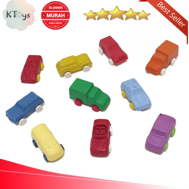 Mobil mobilan mini plastik mainan anak kecil warna warni isi 10 pcs