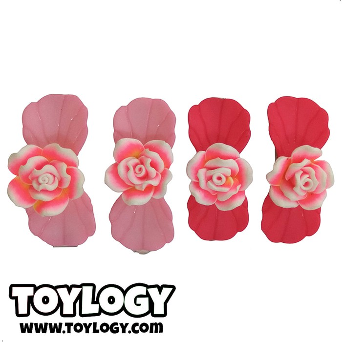 Grow Jepit Rambut Leavie Rose - Pink Merah