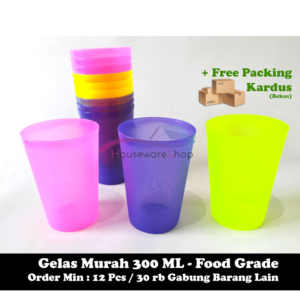 Gelas Plastik Warna 300 ML Souvenir Anak dan Arisan Food Grade