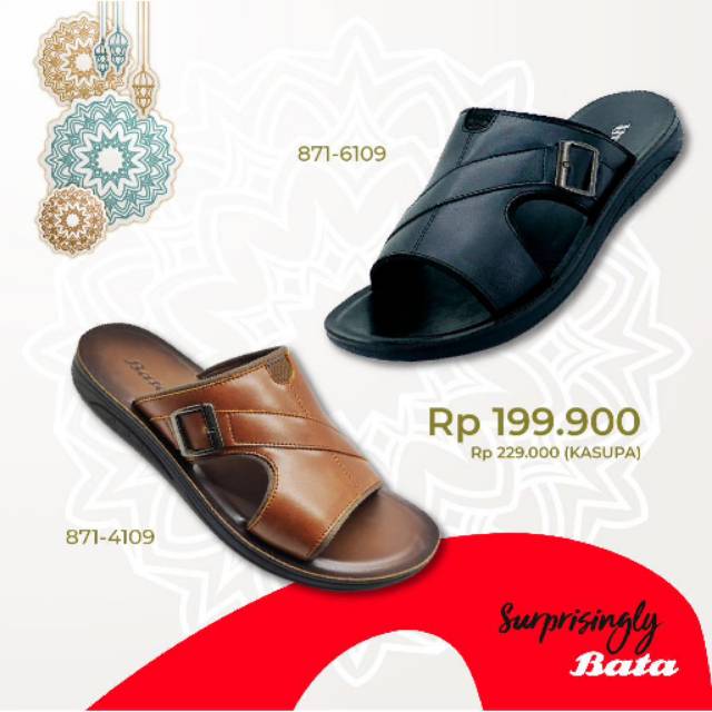 Bata 871 Sandal Selop Casual Dewasa Pria / Sendal Semi Kulit Cowok