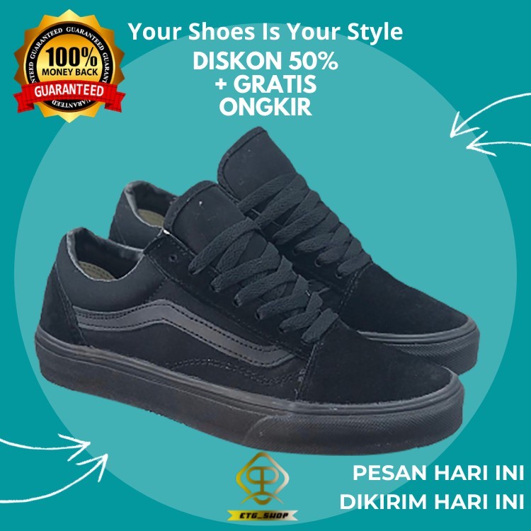 (BISA COD) VANS OLDSKOOL FULL BLACK WAFFLE DT BNIB / VANS OLDSKOOL PREMIUM / SEPATU VANS OLD SKOOL