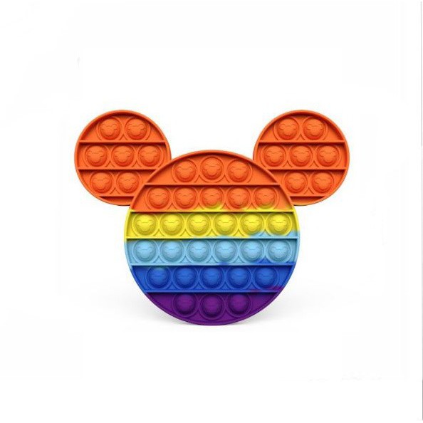 MAINAN ANAK POP IT MURAH POPIT SQUARE RAINBOW MULTICOLOR FIDGET PUSH BUBBLE PENGHILANG STRESS COD-MICKEY