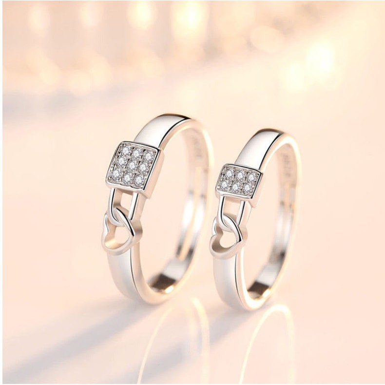 #22 Cincin Gembok Couple Anti Karat Silver 925 Wanita Lamaran Tunangan Kawin Korea Fashion S925