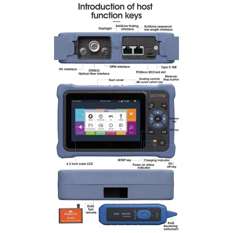 OTDR MINI NK4000 SMART OTDR 1310/1550nm SCUPC 60KM OPTICAL FIBER TESTER PRO SERIES NOVKER