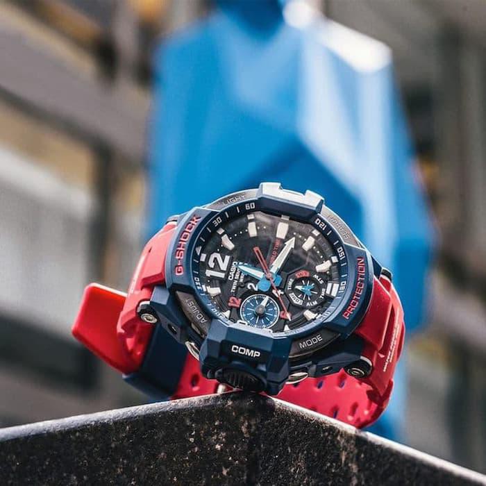 BIG SALE JAM PRIA CASIO G-SHOCK GA-1100-2ADR GRAVITY MASTER RED BLUE ORI BM 