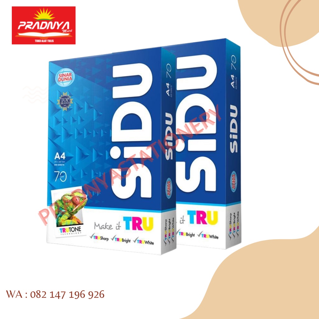 

KERTAS HVS/KERTAS FOTOCOPY SIDU A4 70 GRAM
