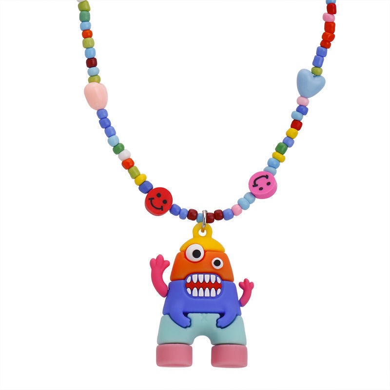 Kalung Liontin Kartun Monster Gaya Korea Jepang Hip Hop