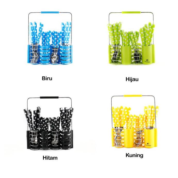 Sendok dan Garpu Set Vicenza V240C motif kotak / Sendok Makan Warna