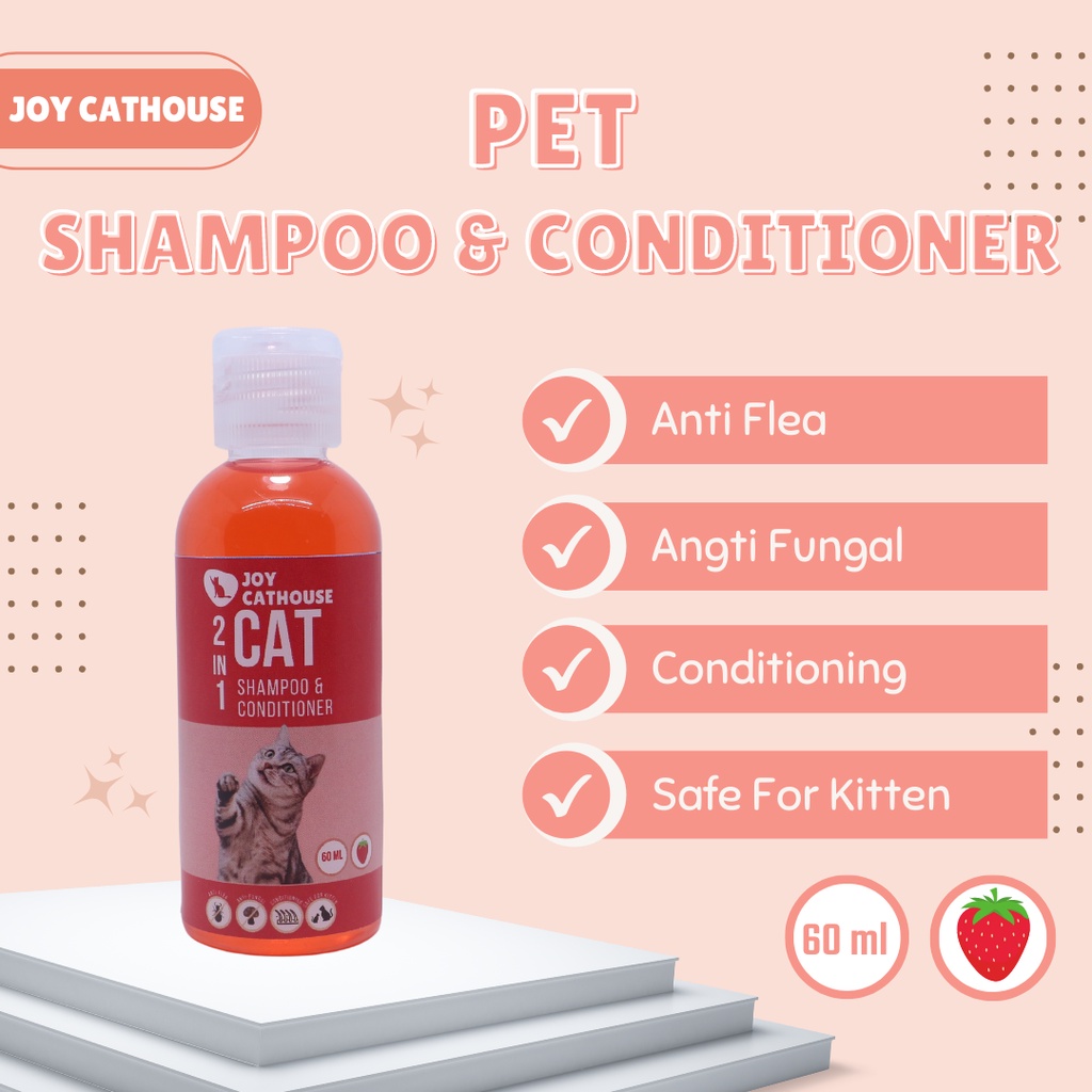 Shampo Joy Cathouse 60ml Kucing Sampo Anti Kutu Jamur ANTI FLEA &amp; TICK Shampo Kucing, Anjing dan Hewan Berbulu Lainnya