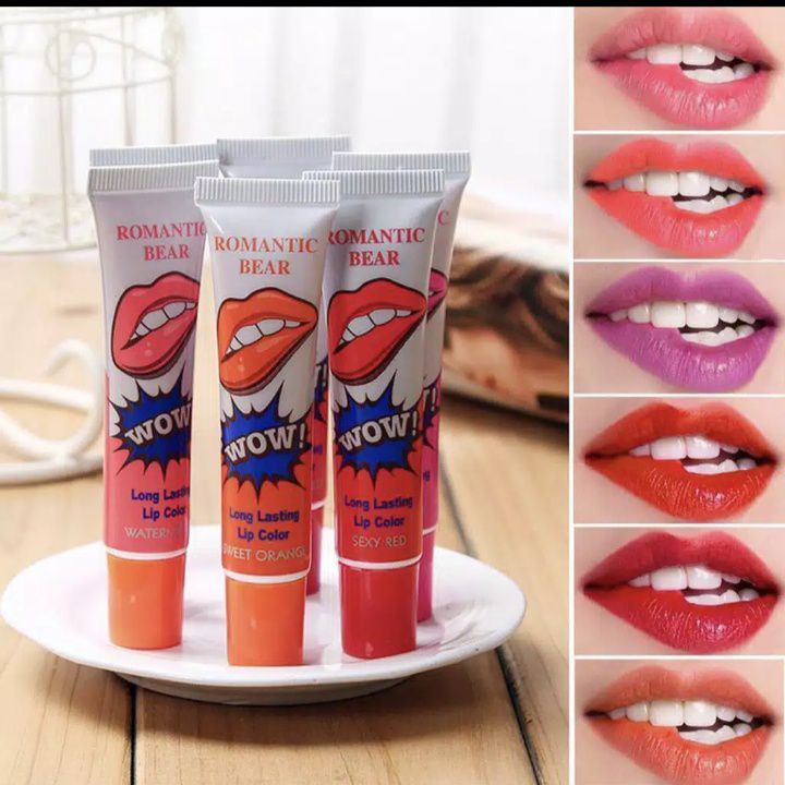 ❤️COD❤️ ROMANTIC MAY/ BEAR LIP TATTO Lip Gloss Tattoo Peel Off 6 Warna Anti Air Tahan Lama