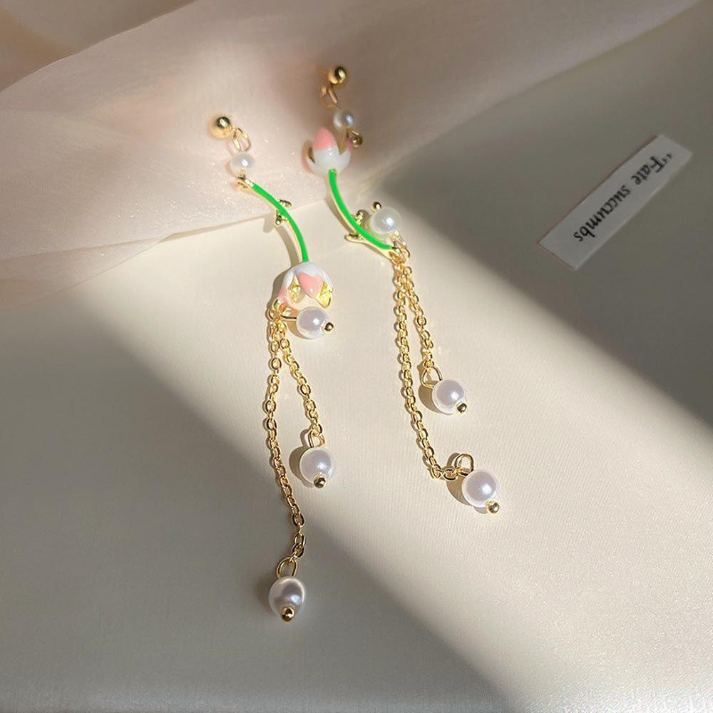 Anting Stud Rantai Choker Klavikula Hias Mutiara Gaya Vintage Untuk Wanita