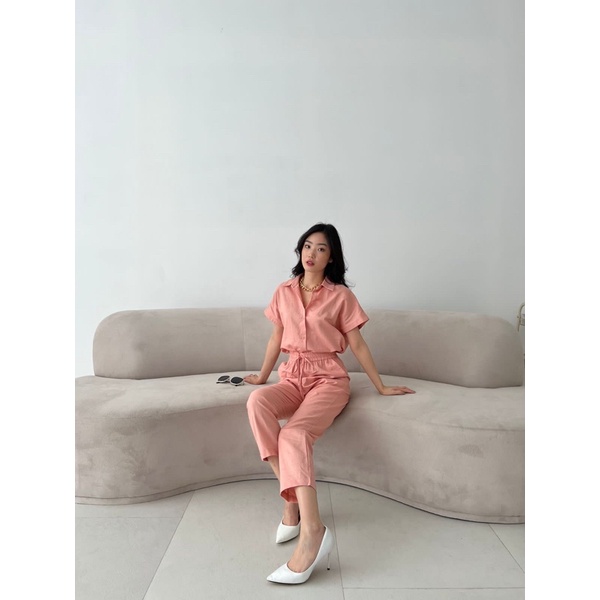 HANA LINEN SET-Peach