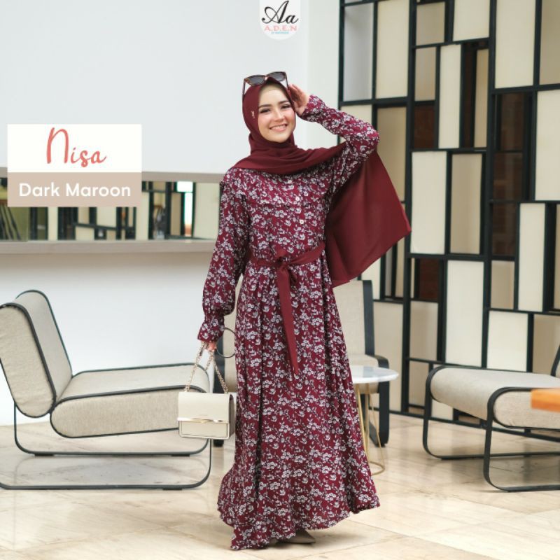 GAMIS WANITA MUSLIM NISA DRESS by ADEN ORIGINAL BEST SELLER SERIES IED LEBARAN
