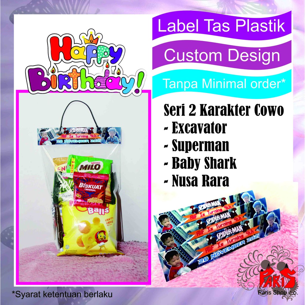 

Label Snack Ultah Tas Plastik Ulang Tahun Parcel Goodie bag